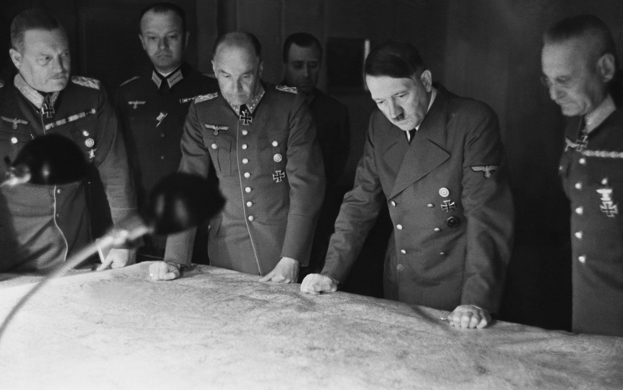 Hitler and the general staff planning the invasion of France